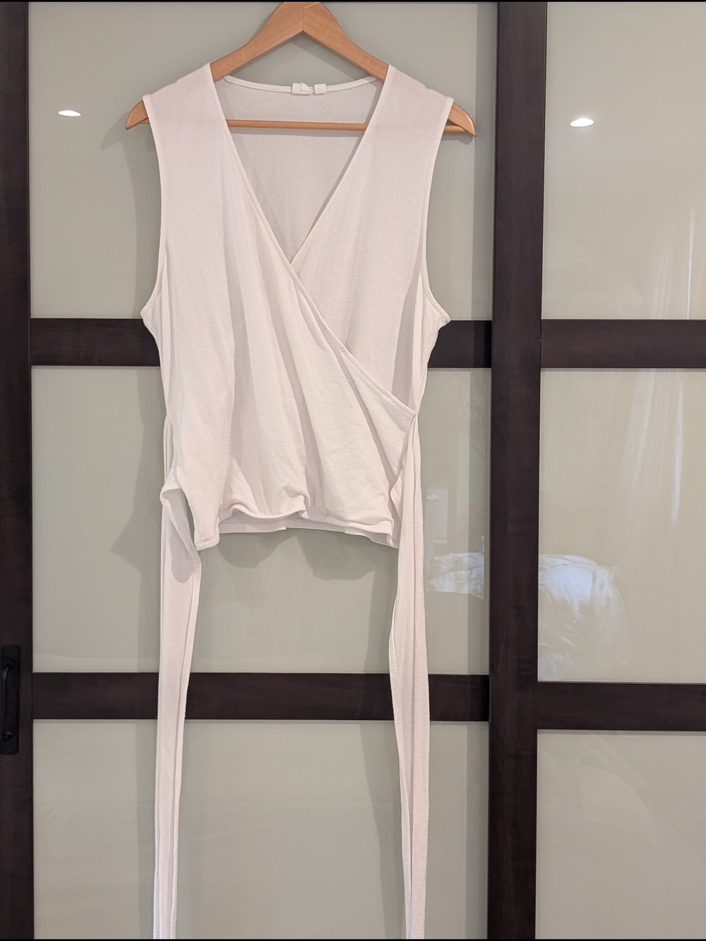 Sleeveless Wrap Tank Top - White